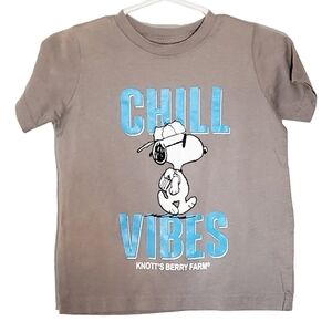 🟢K1308 * Knotts Berry Farm Boys Snoopy Chill Vibes Tee Gray Size 2T